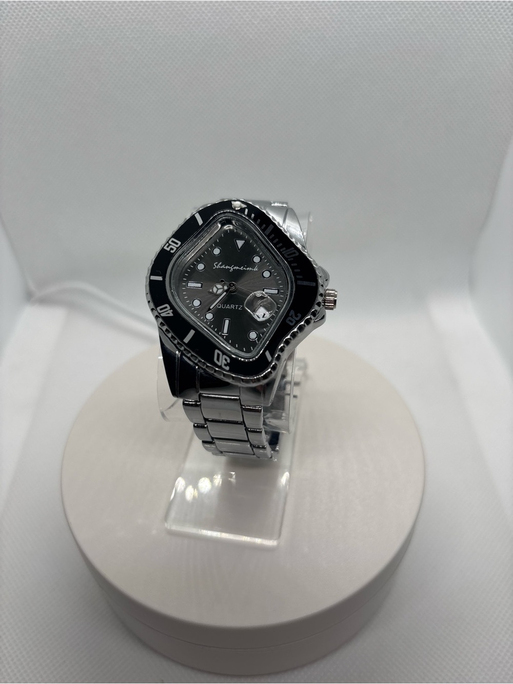Black Dial Stainless Steel Men's Quartz Watch